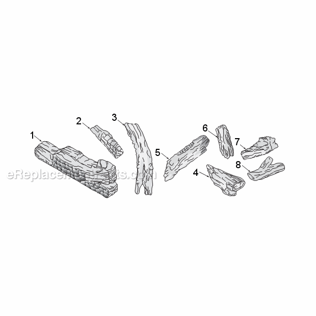 Vwfod30 Split River Oak Logs Diagram and Parts List for VWFOD30  Majestic Fireplace & Stove
