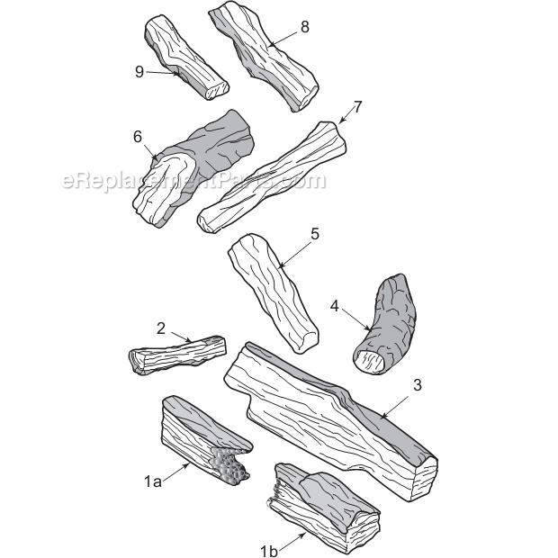 Vwfod30 Split Pine Logs Diagram and Parts List for VWFOD30  Majestic Fireplace & Stove