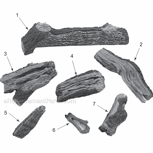 Vwfod30 Weathered Pine Logs Diagram and Parts List for VWFOD30  Majestic Fireplace & Stove