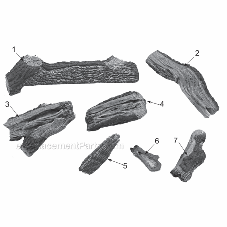 Model Vwf36/30Wp Weathered Pine Logs Diagram and Parts List for VWF VWF Series Majestic Heating Stove