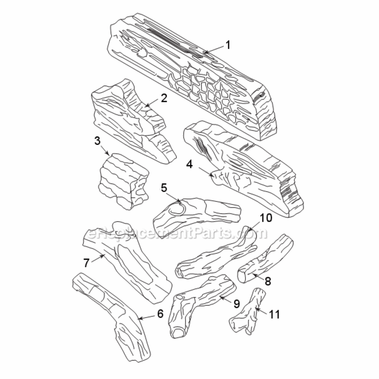 Model Vwf36Mo Massive Oak Logs Diagram and Parts List for VWF VWF Series Majestic Heating Stove