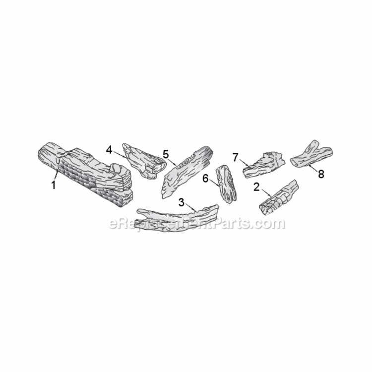 Models Vwf24/18Sro, Vwf30/24Sro, Vwf36/30Sro Split River Oak Logs Diagram and Parts List for VWF VWF Series Majestic Heating Stove