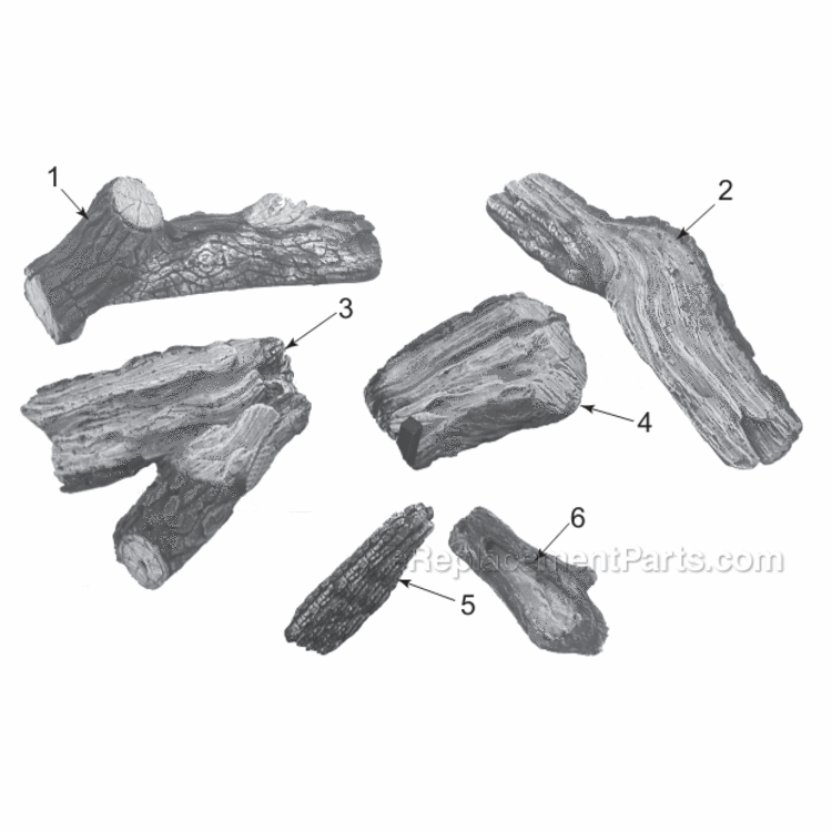Model Vwf24/18Wp Weathered Pine Logs Diagram and Parts List for VWF VWF Series Majestic Heating Stove