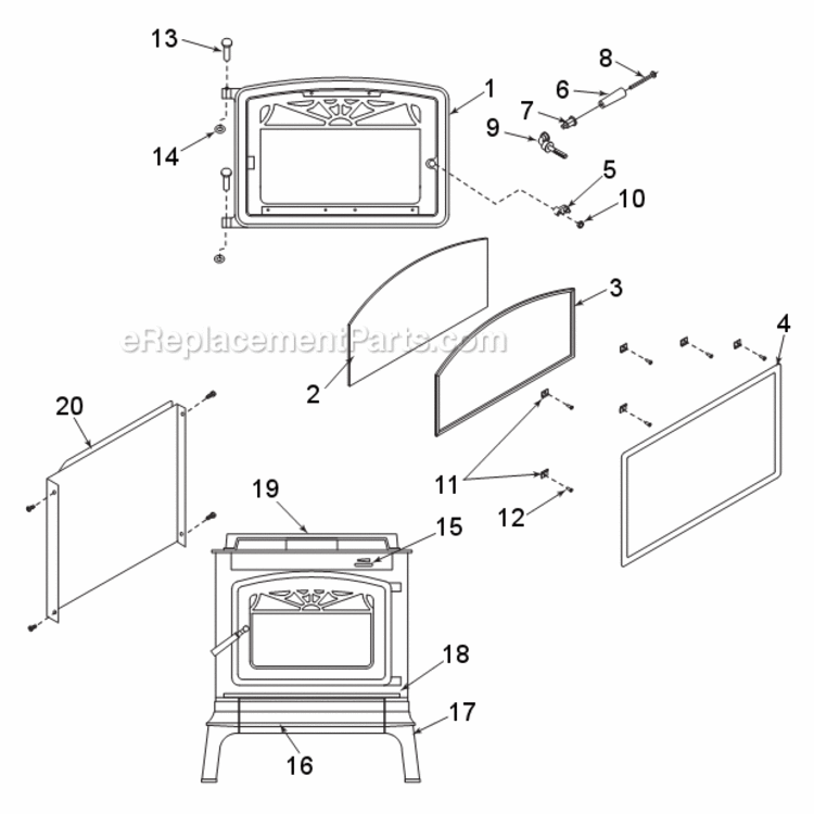 Page A Diagram and Parts List for WR1500L02  Majestic Heating Stove