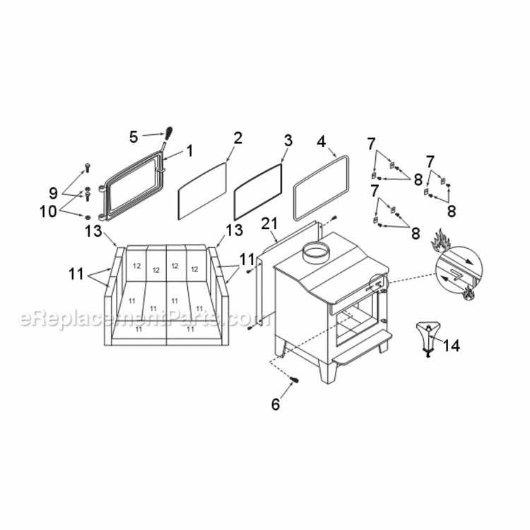 Page A Diagram and Parts List for WR244  Majestic Heating Stove