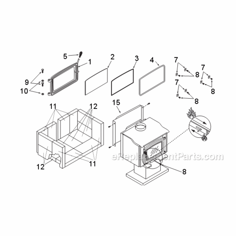Page A Diagram and Parts List for WR247001  Majestic Heating Stove