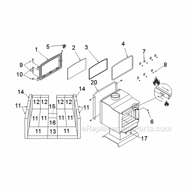 Page A Diagram and Parts List for WR270007  Majestic Heating Stove