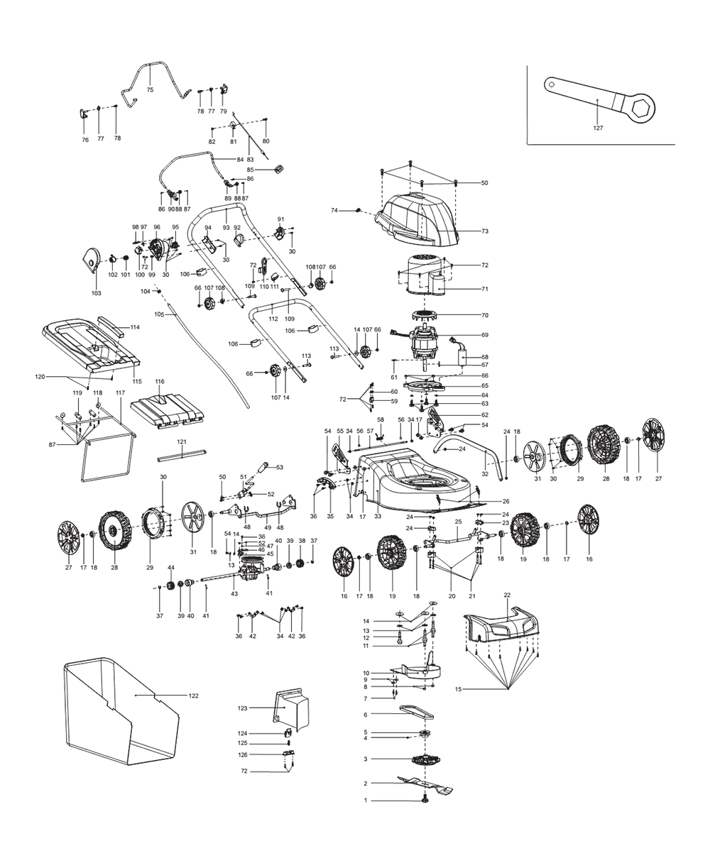 Page 1 Diagram and Parts List for ELM4611  Makita Lawn Mower