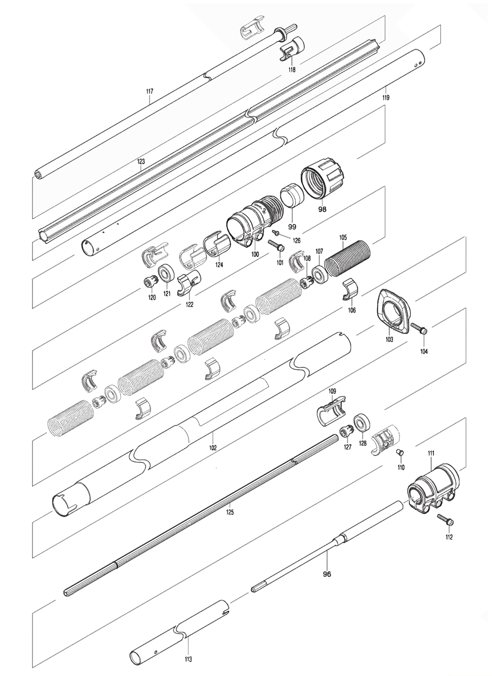 Fig-2 Diagram and Parts List for XAU02ZB  Makita Pole Saw