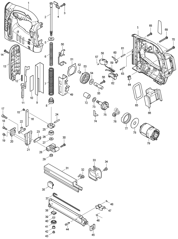 Diagram Diagram and Parts List for BST221Z  Makita Nailer