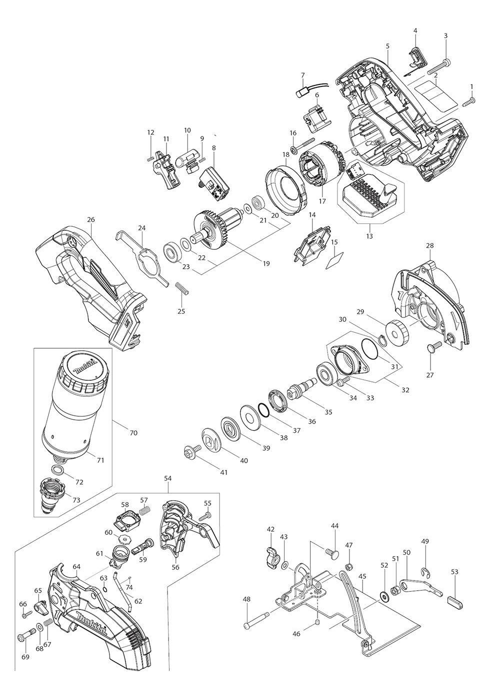 Fig-0 Diagram and Parts List for XCC01Z  Makita Concrete Saw