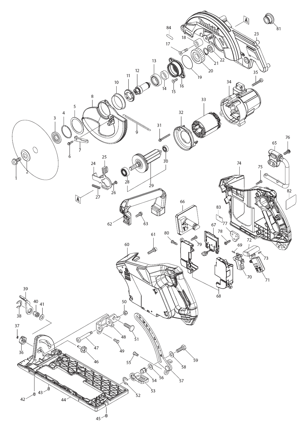 Fig-0 Diagram and Parts List for GSR01Z  Makita Circular Saw
