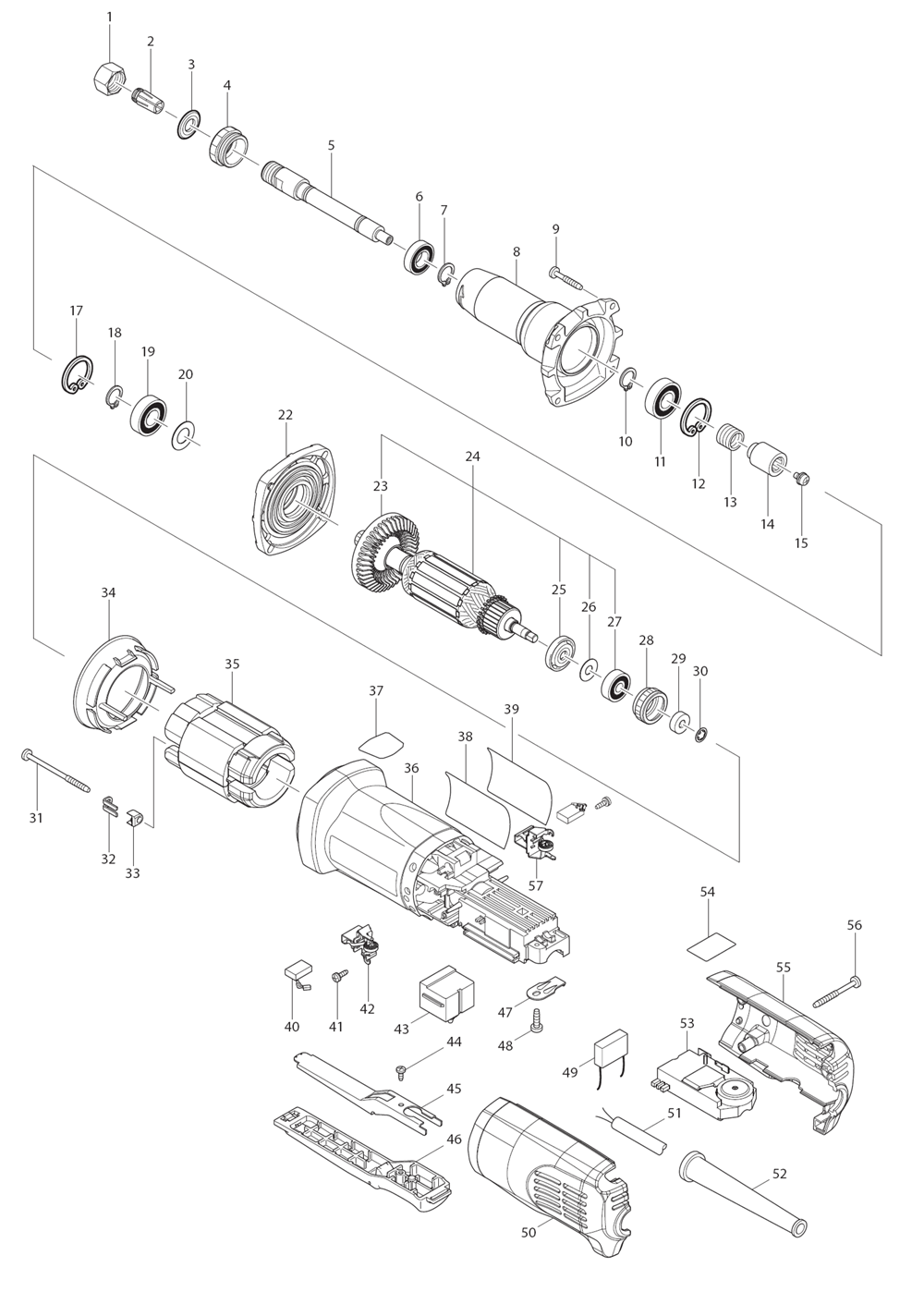 Page 1 Diagram and Parts List for GD0801C  Makita Grinder