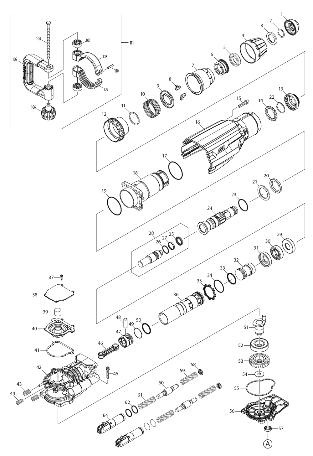 Fig-0 Diagram and Parts List for GMH02PM  Makita Demolition Hammer