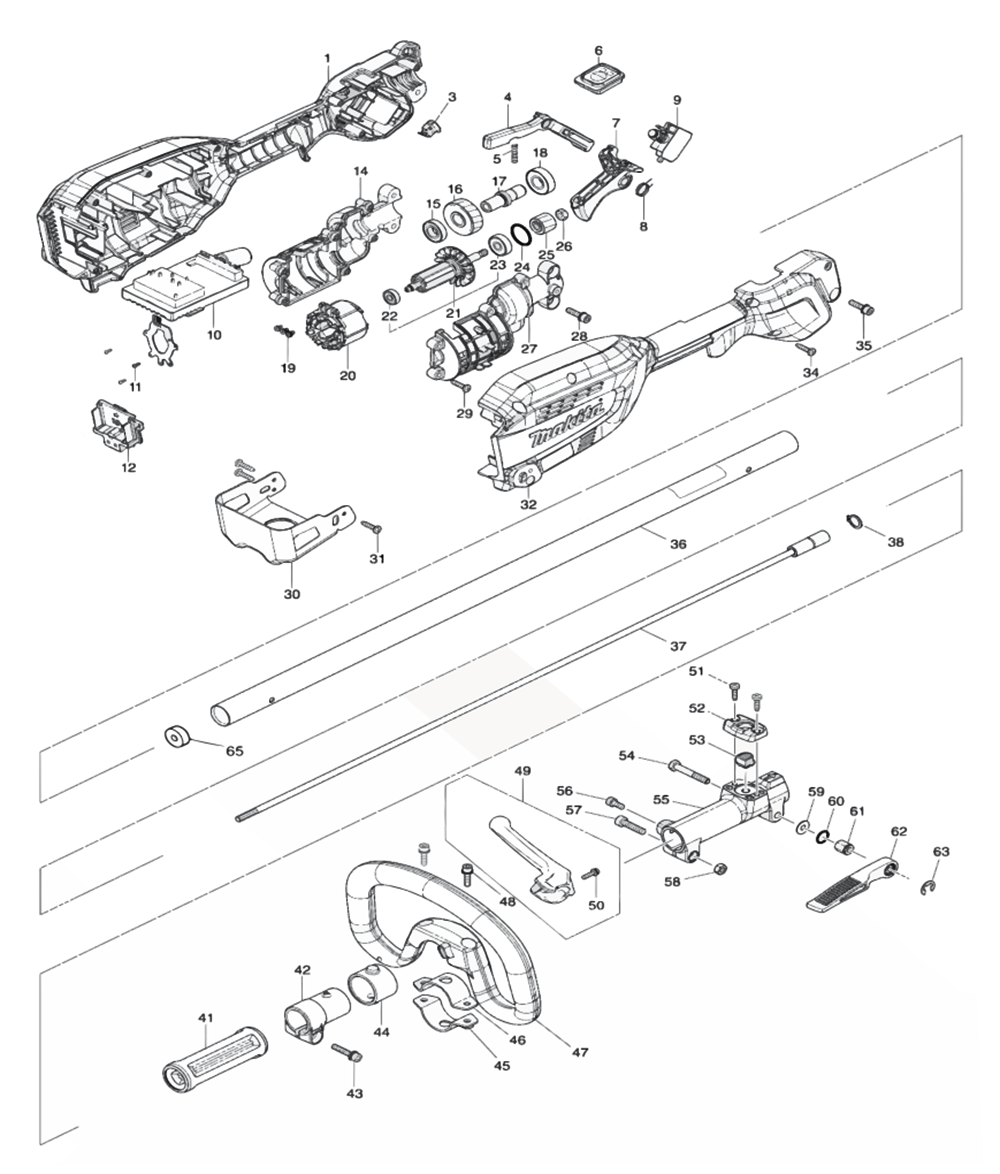 Fig-0 Diagram and Parts List for XUX02SM1X3  Makita Trimmer