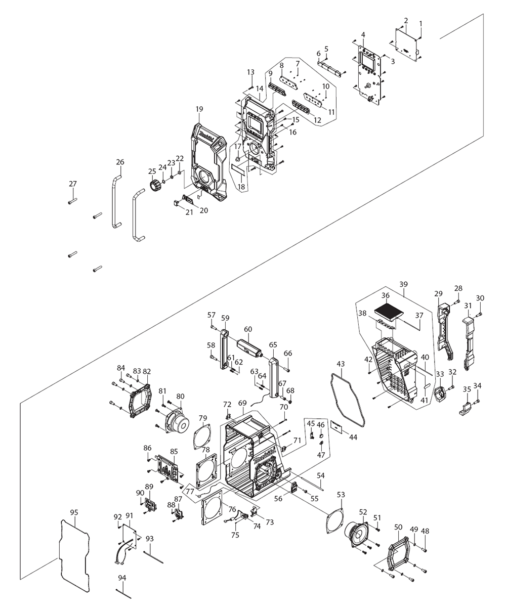 Fig-0 Diagram and Parts List for GRM01  Makita Radio
