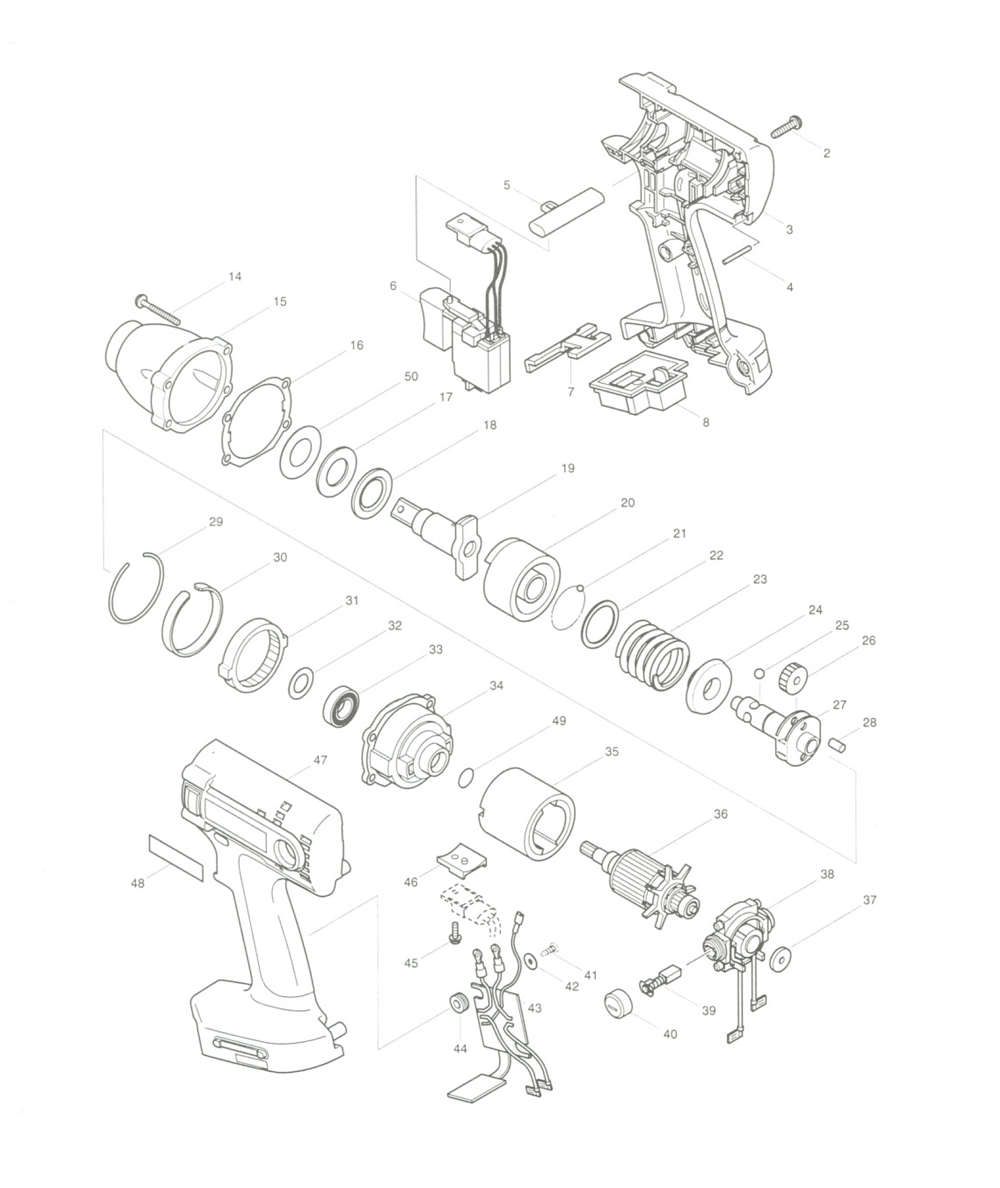 Page 1 Diagram and Parts List for BTW151SA  Makita Drill