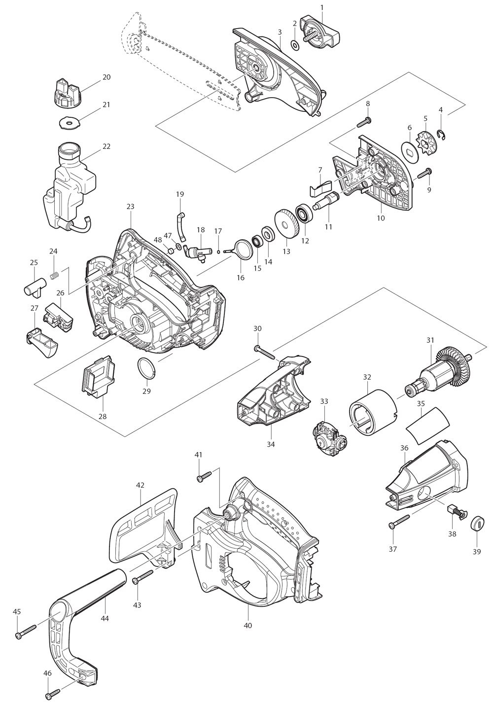 Page 1 Diagram and Parts List for XCU01Z  Makita Saw