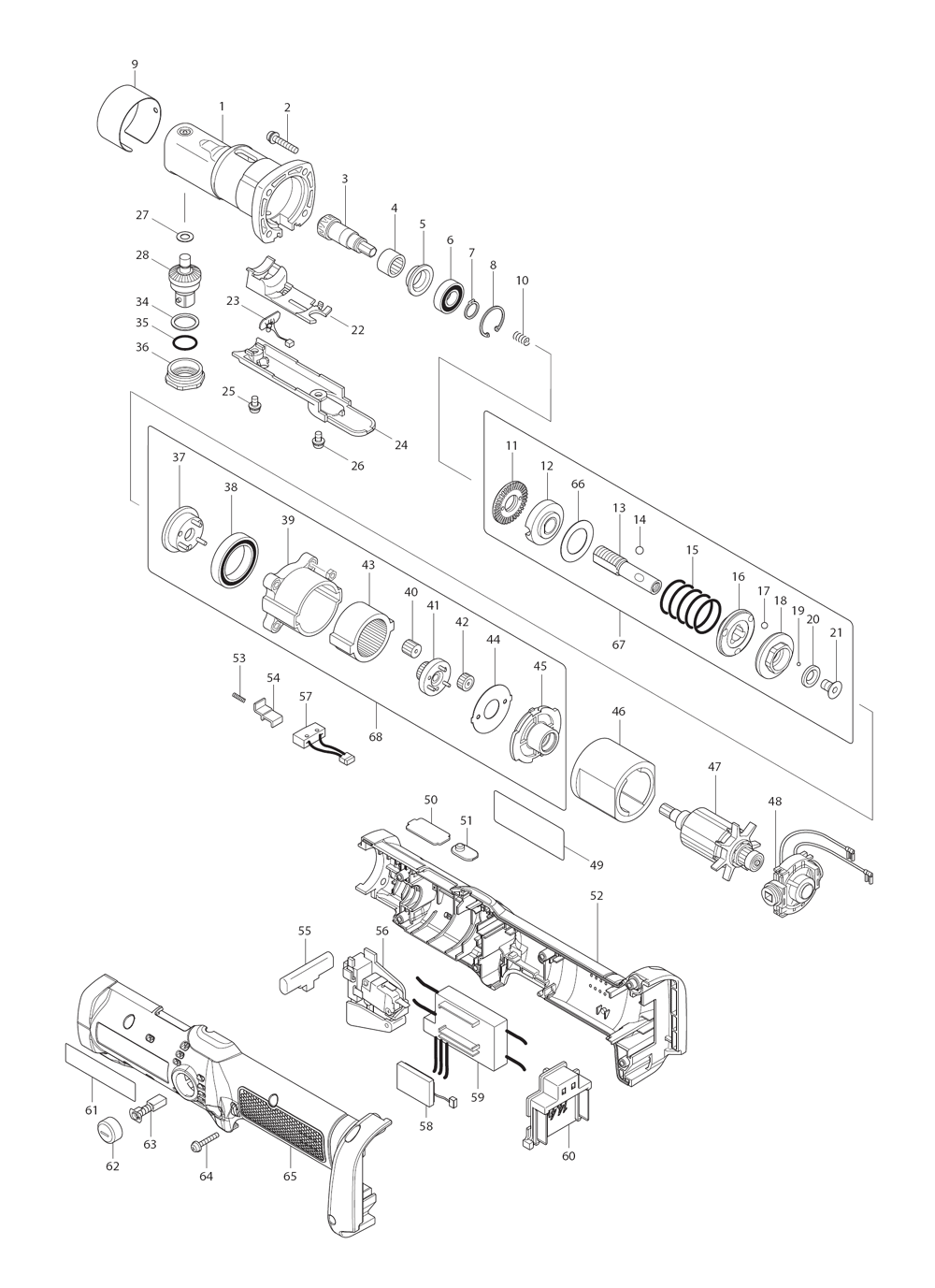 Page 1 Diagram and Parts List for BFL082FZ  Makita Drill