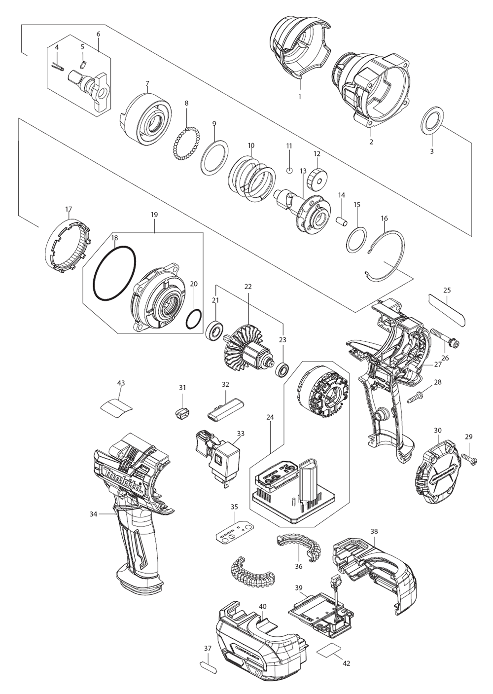 Fig-0 Diagram and Parts List for GWT08Z  Makita Wrench