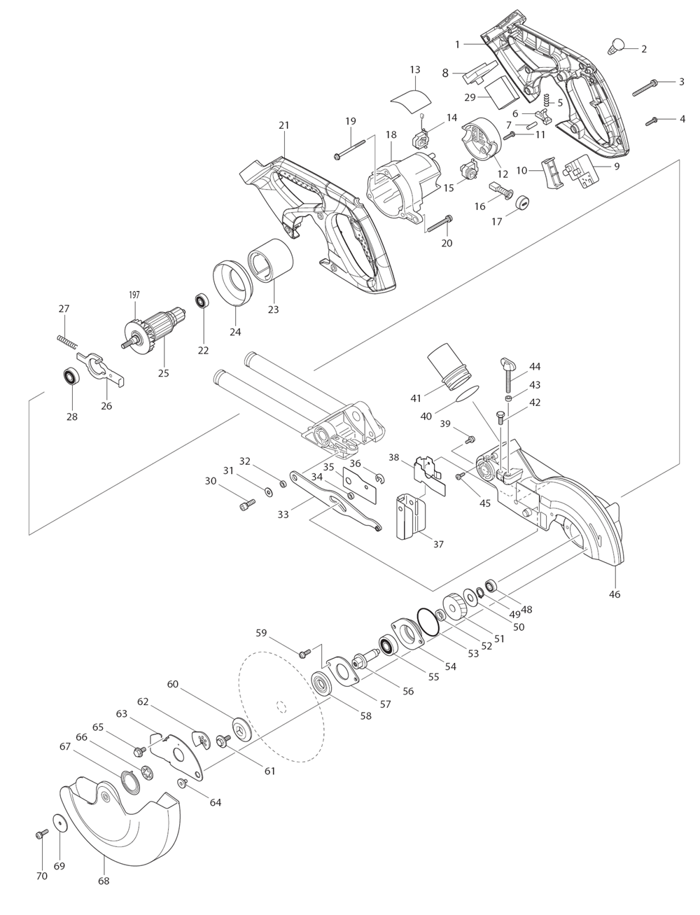 Page 2 Diagram and Parts List for XSL01Z  Makita Saw