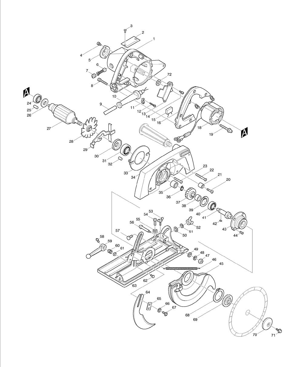 Page 1 Diagram and Parts List for 5900BR  Makita Saw