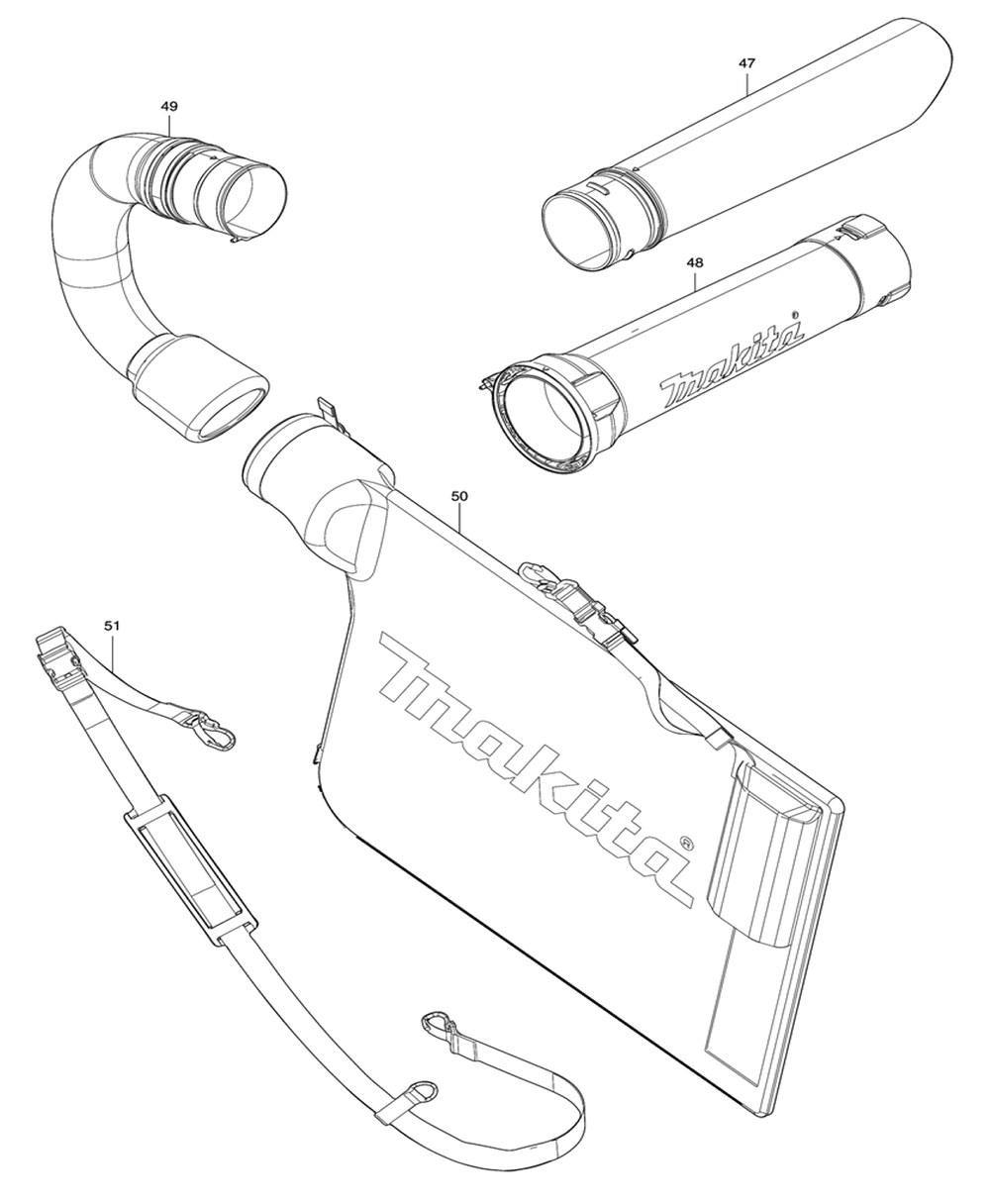 Fig-2 Diagram and Parts List for XBU04ZV  Makita Leaf Blower / Vacuum
