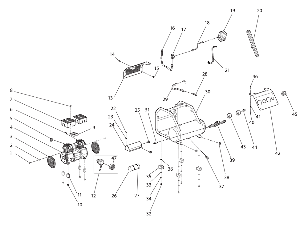 Fig-0 Diagram and Parts List for MAC210Q  Makita Compressor
