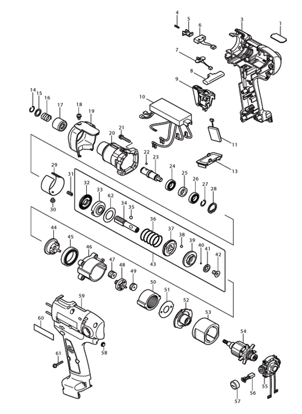Page 1 Diagram and Parts List for BFT020FZ  Makita Screwdriver