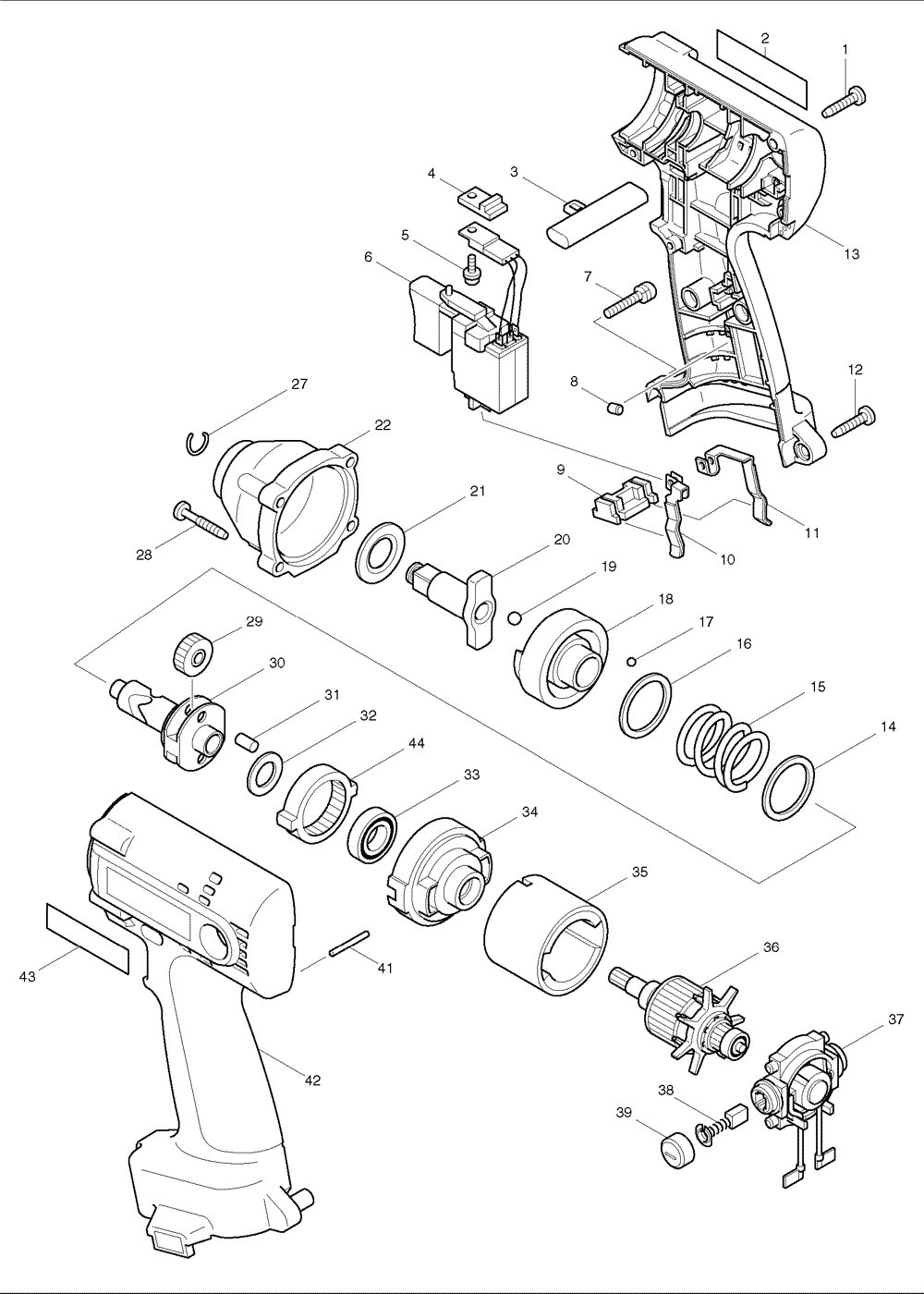 Page 1 Diagram and Parts List for 6991D  Makita Drill
