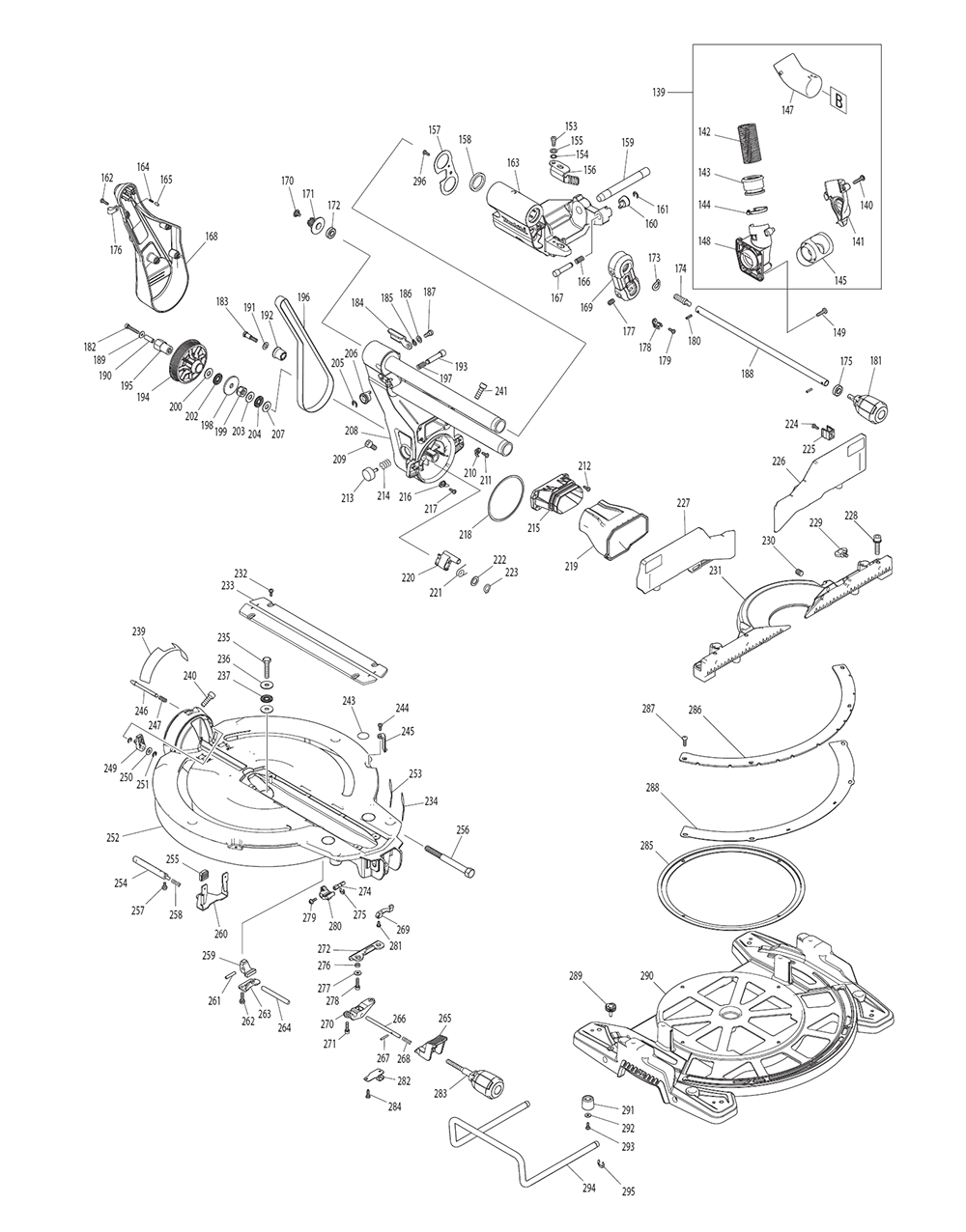Page 1 Diagram and Parts List for LS1019LX  Makita Saw