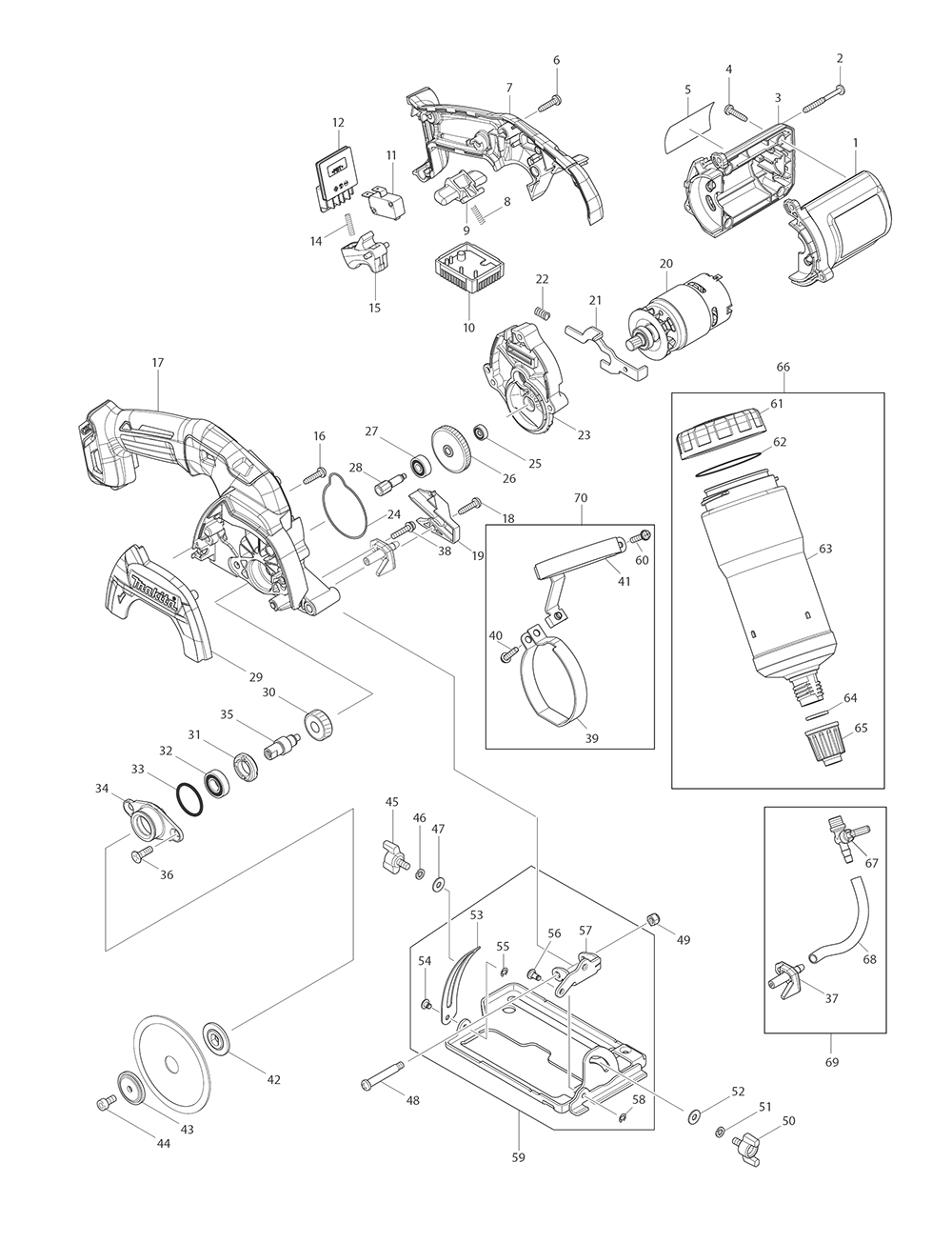 Page 1 Diagram and Parts List for CC02R1  Makita Saw