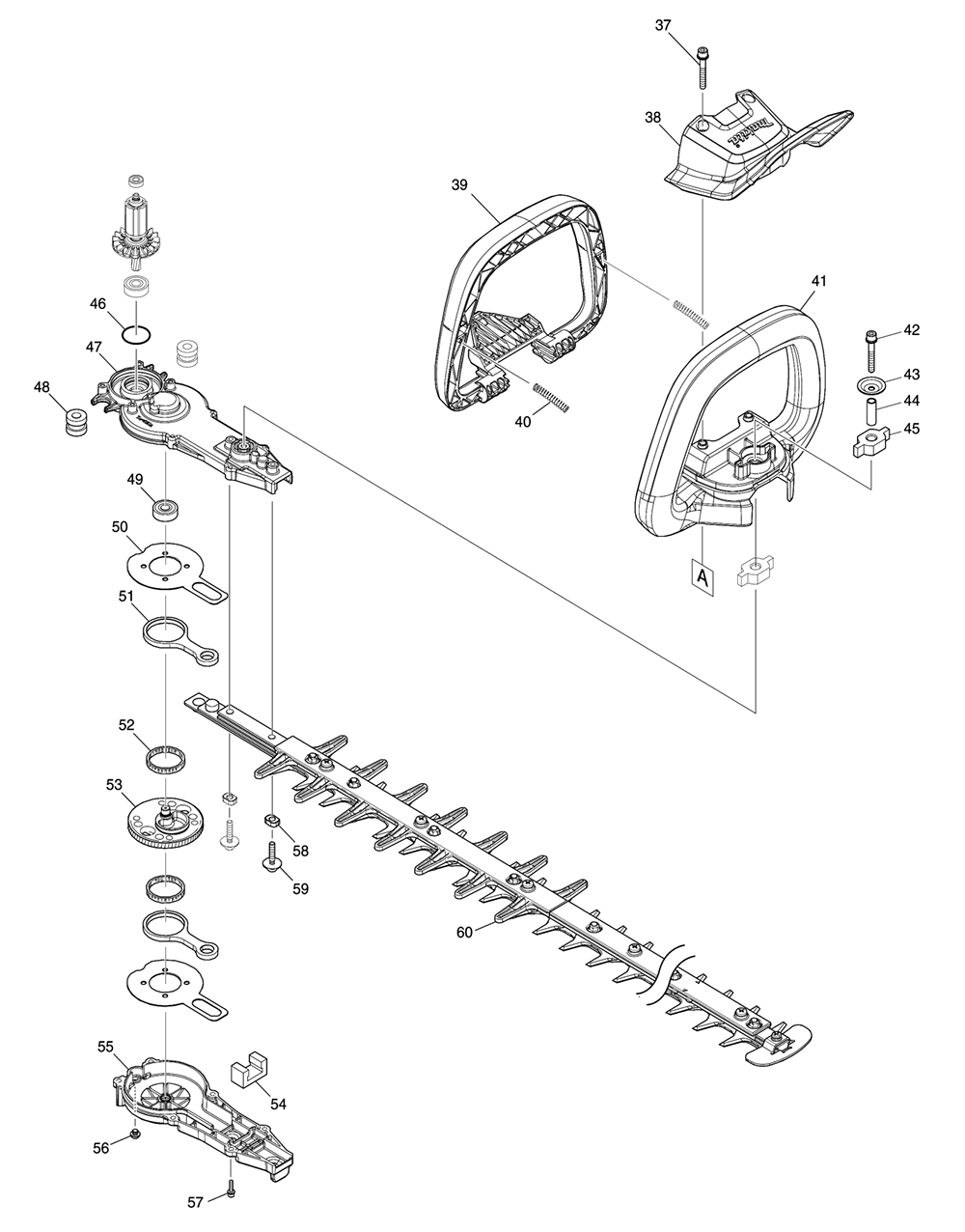 Fig-1 Diagram and Parts List for GHU01Z  Makita Hedge Trimmer