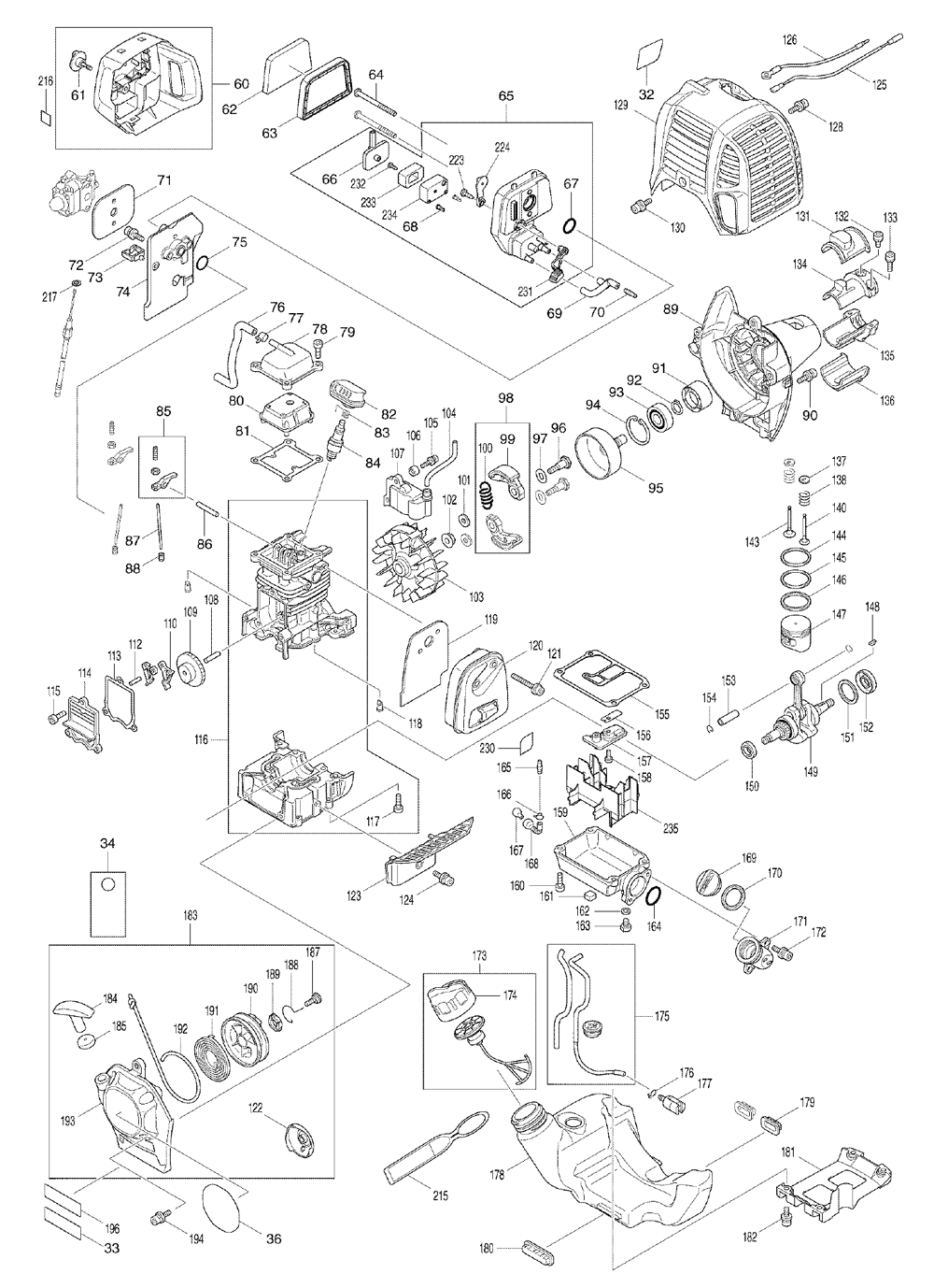 Page 2 Diagram and Parts List for ER2650LH  Makita Trimmer