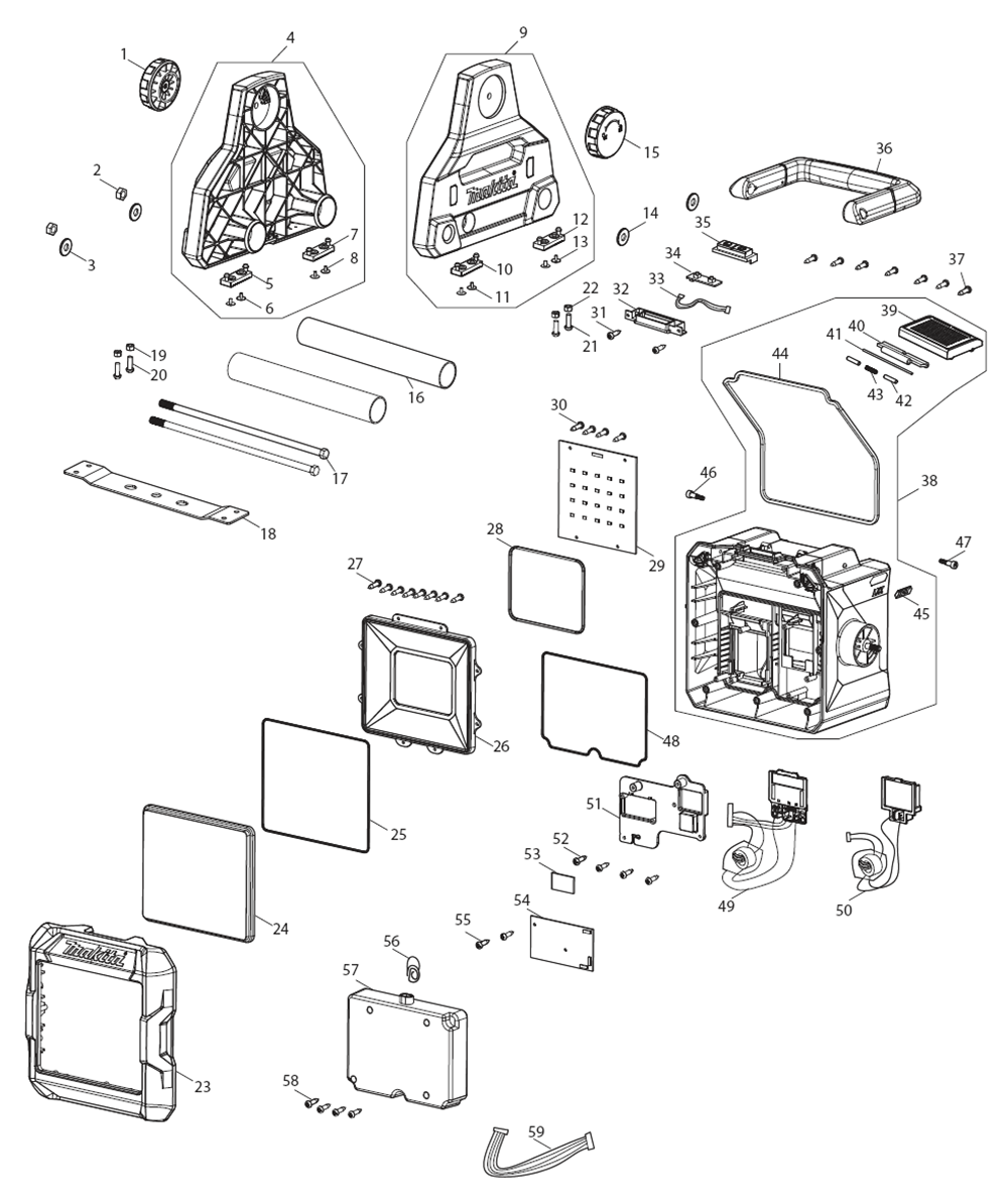 Fig-0 Diagram and Parts List for ML003G  Makita Worklight & Flashlight