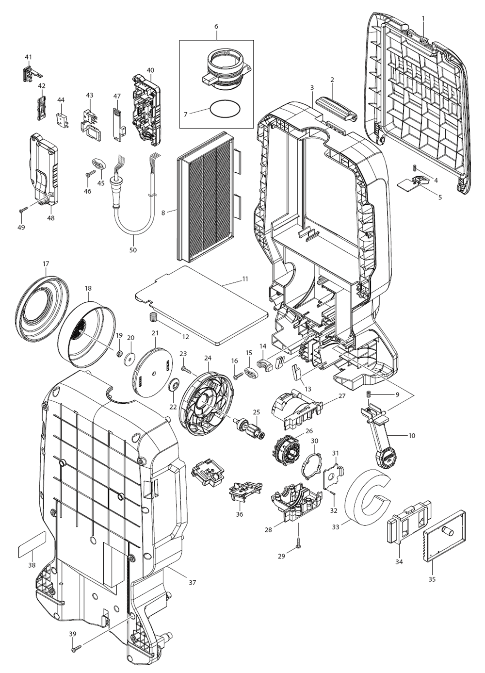 Fig-0 Diagram and Parts List for XCV18PTX  Makita Dust Collector