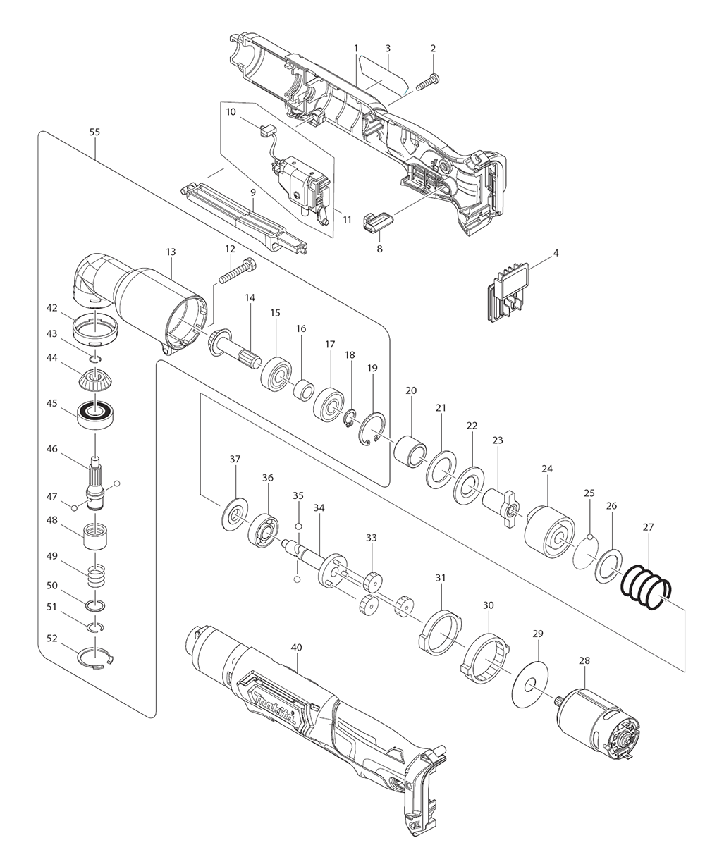 Page 1 Diagram and Parts List for LT01R1  Makita Drill