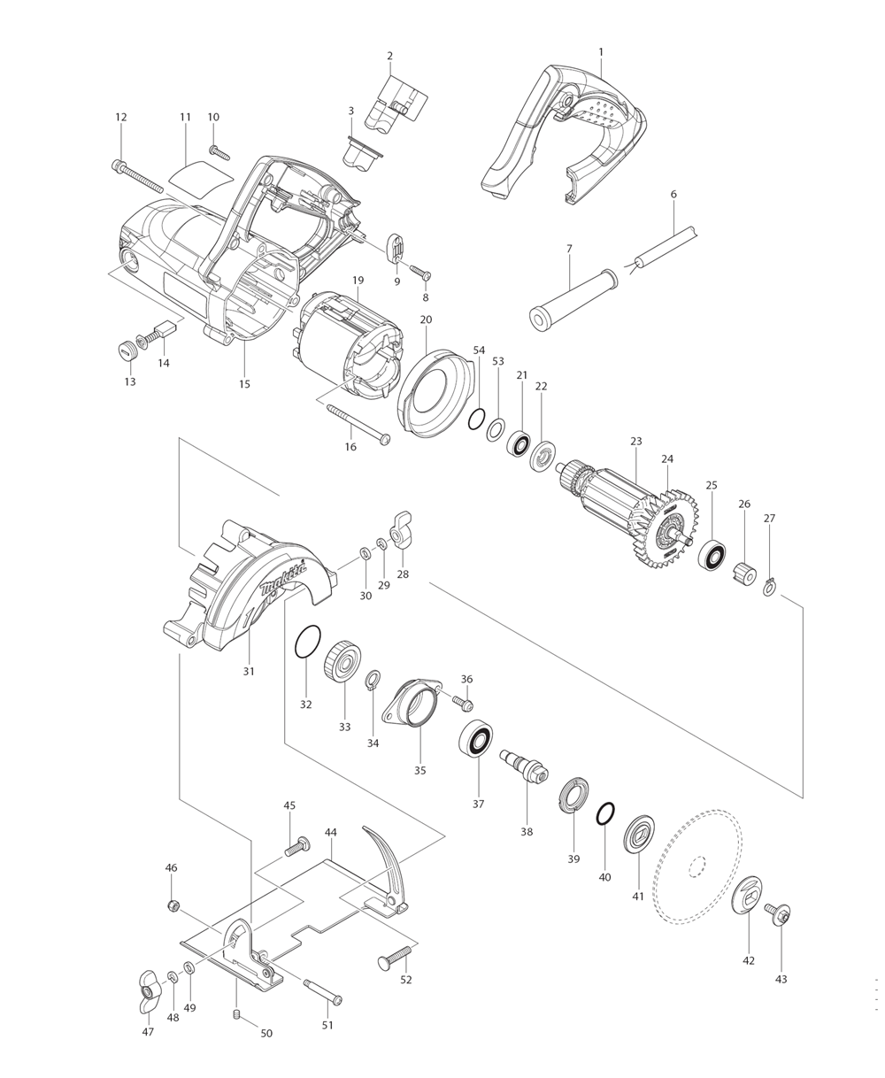 Page 2 Diagram and Parts List for 4100NH2ZX1 Type 2 Makita Saw