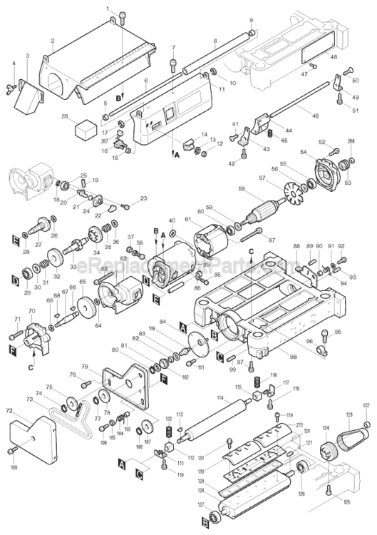 Page A Diagram and Parts List for 2030N  Makita Planer Jointer