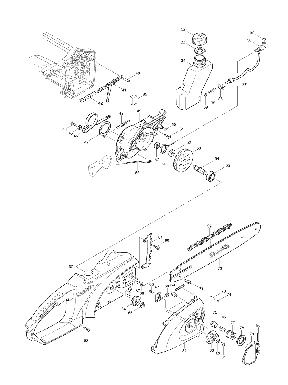 Page 1 Diagram and Parts List for UC4020A  Makita Saw