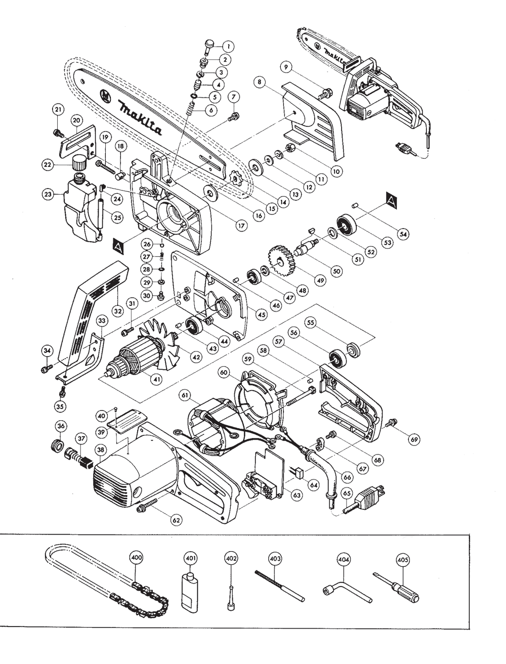 Page 1 Diagram and Parts List for 5014B  Makita Saw
