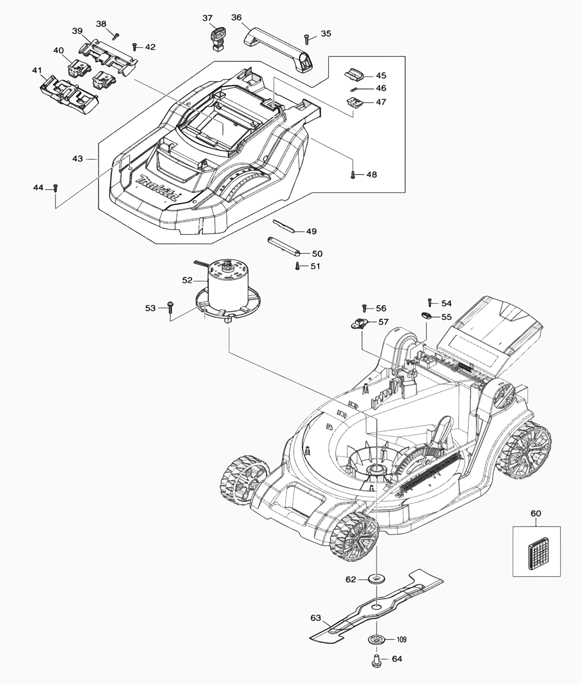 Diagram 2 Diagram and Parts List for XML05PT  Makita Lawn Mower