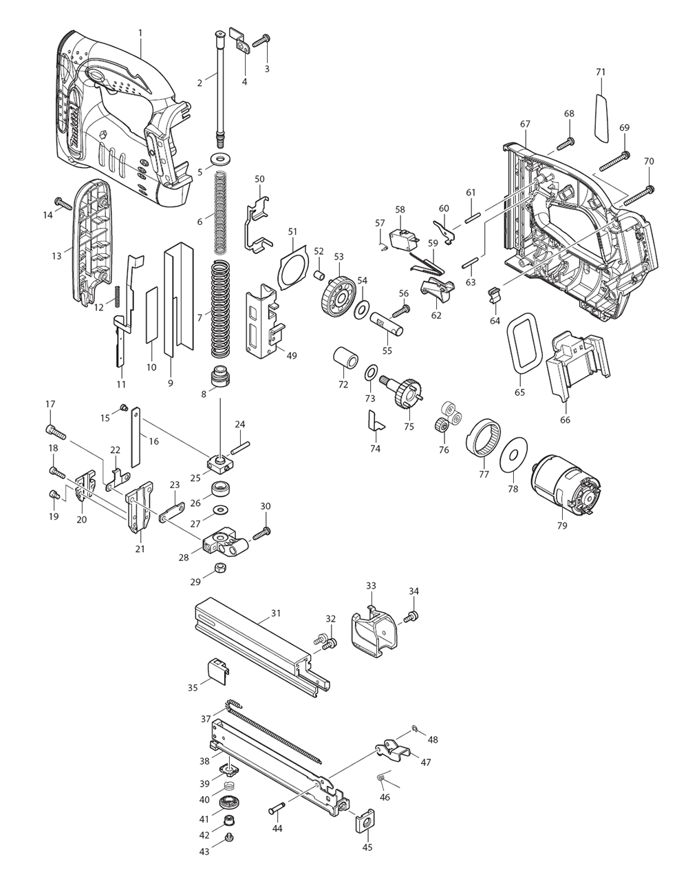 Page 1 Diagram and Parts List for XTS01T  Makita Nailer