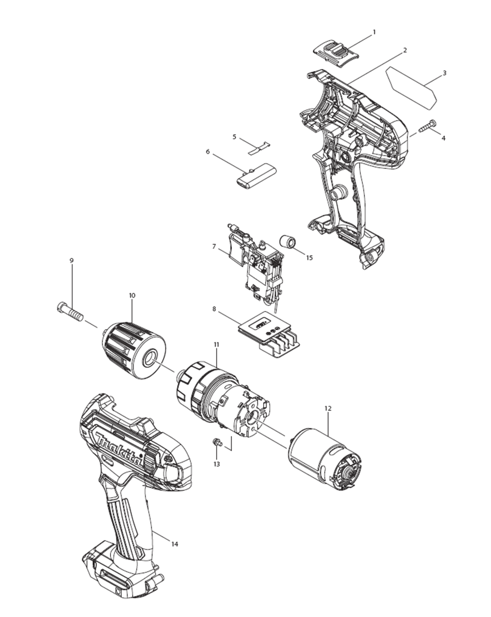 Page 1 Diagram and Parts List for PH04R1  Makita Drill