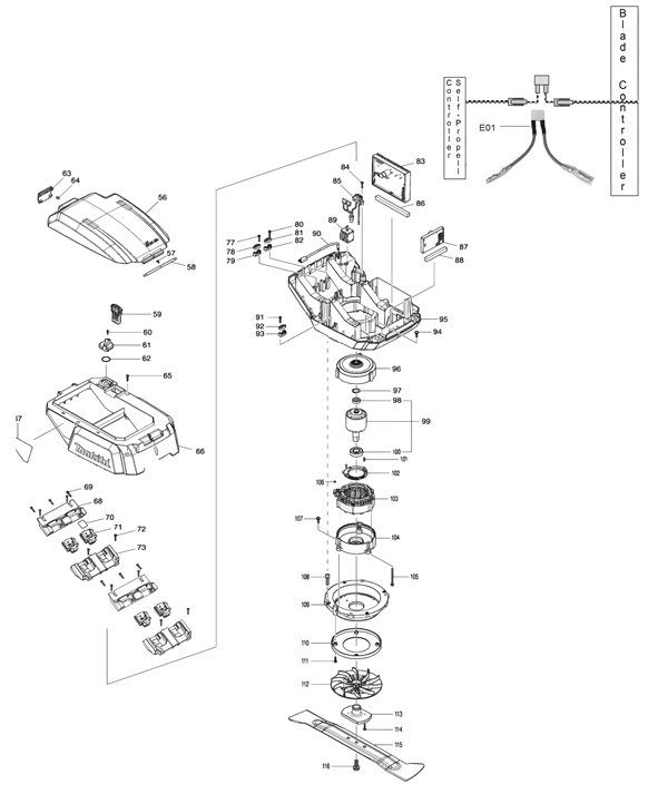 Diagram 2 Diagram and Parts List for XML09PT1  Makita Lawn Mower