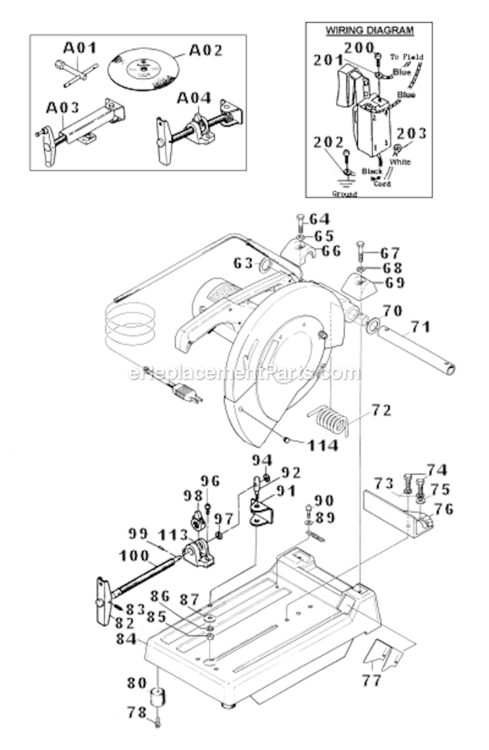 Page B Diagram and Parts List for 2412N  Makita Chop Saw