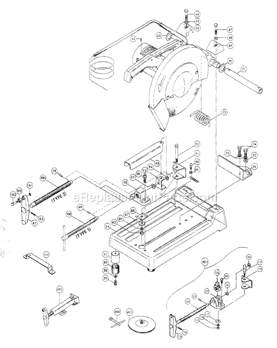 Page B Diagram and Parts List for 2414 Type 2 Makita Chop Saw