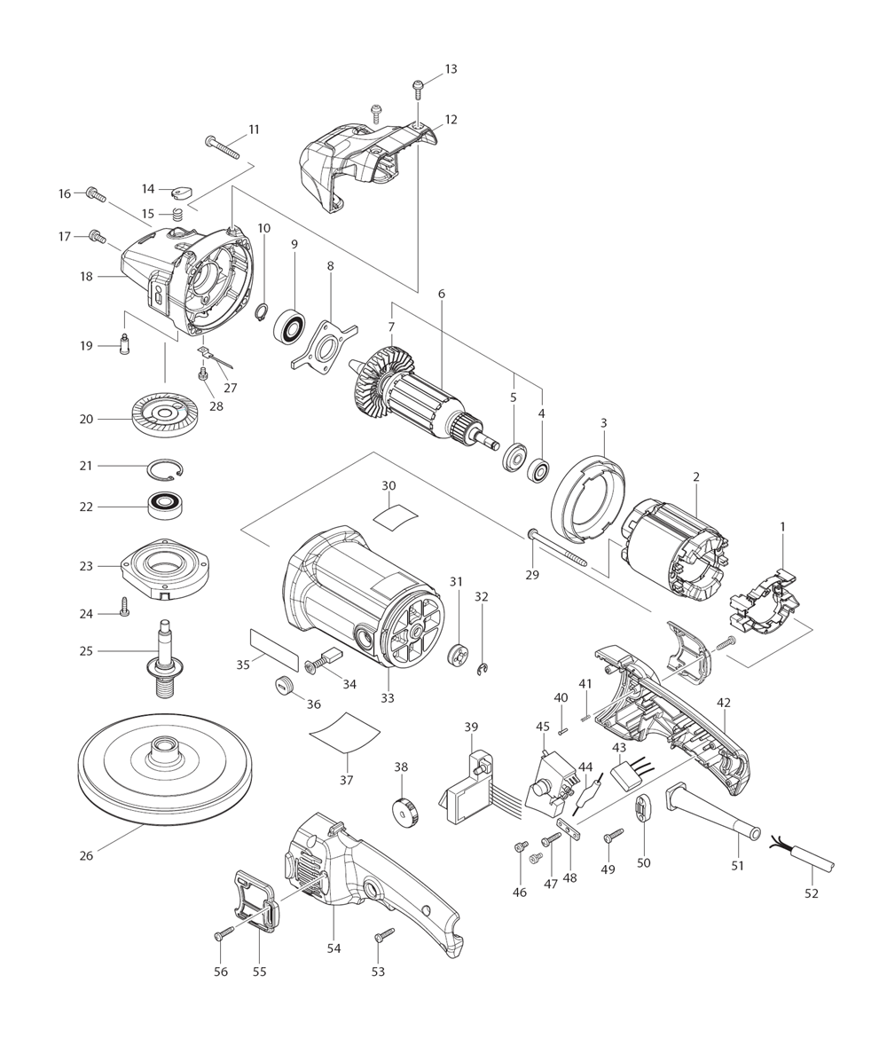 Page 1 Diagram and Parts List for 9237CX3  Makita Sander