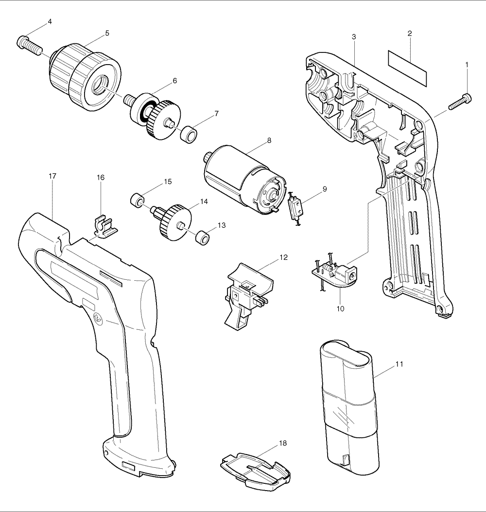 Page 1 Diagram and Parts List for 6176D  Makita Drill
