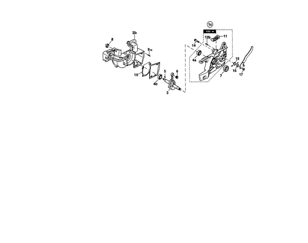 Crankcase 1 Diagram and Parts List for DCS540-18  Makita Chainsaw